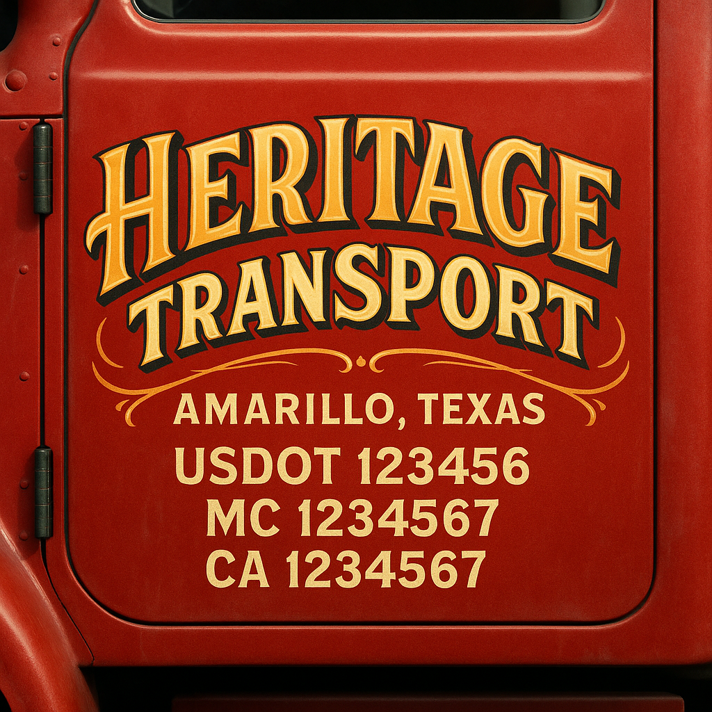 Trucking Door Decal With Name, City, USDOT, MC, CA, KYU, or Regulation Number Decal Stickers | Semi Truck US DOT Lettering Signs