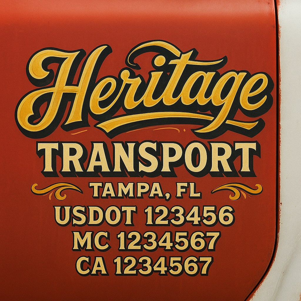 Trucking Door Decal With Name, City, USDOT, MC, CA, KYU, or Regulation Number Decal Stickers | Semi Truck US DOT Lettering Signs