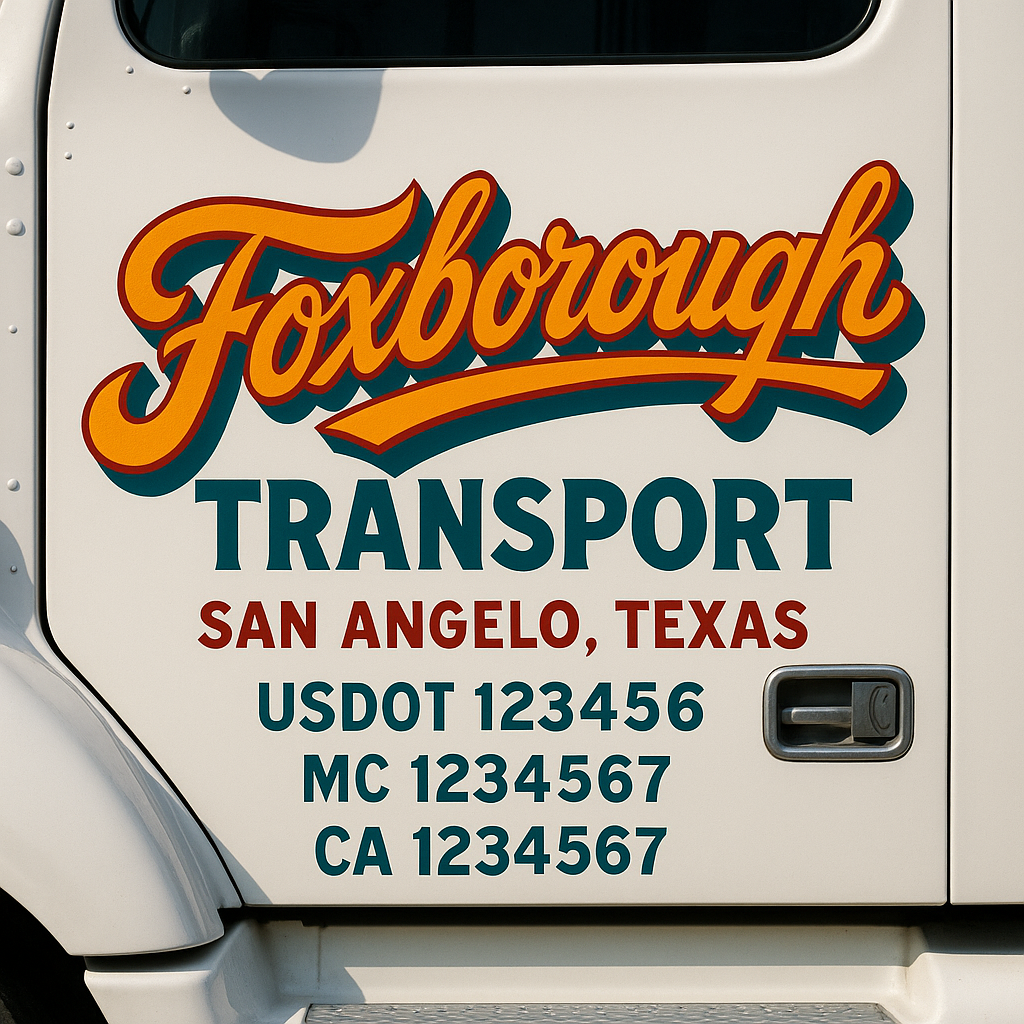 Trucking Door Decal With Name, City, USDOT, MC, CA, KYU, or Regulation Number Decal Stickers | Semi Truck US DOT Lettering Signs