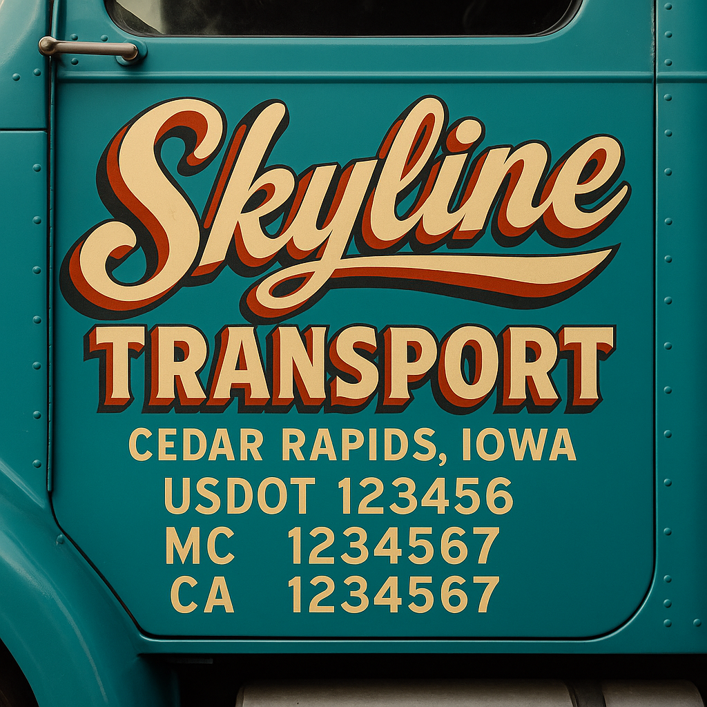 Trucking Door Decal With Name, City, USDOT, MC, CA, KYU, or Regulation Number Decal Stickers | Semi Truck US DOT Lettering Signs