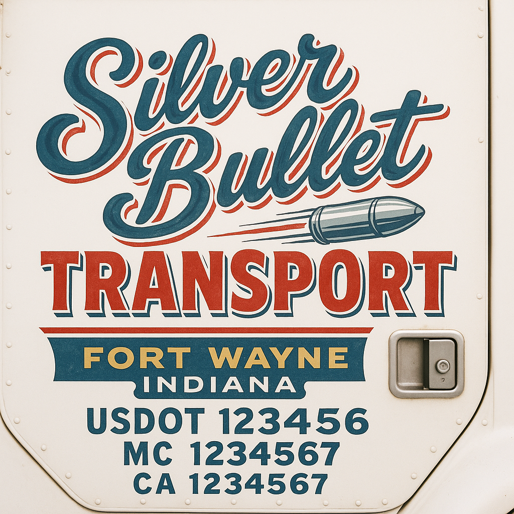 Trucking Door Decal With Name, City, USDOT, MC, CA, KYU, or Regulation Number Decal Stickers | Semi Truck US DOT Lettering Signs