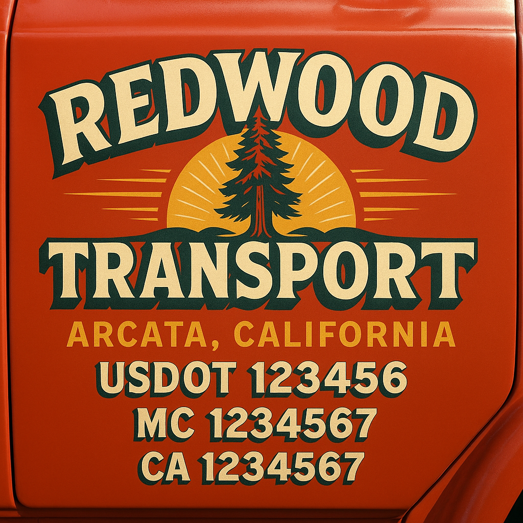 Trucking Door Decal With Name, City, USDOT, MC, CA, KYU, or Regulation Number Decal Stickers | Semi Truck US DOT Lettering Signs