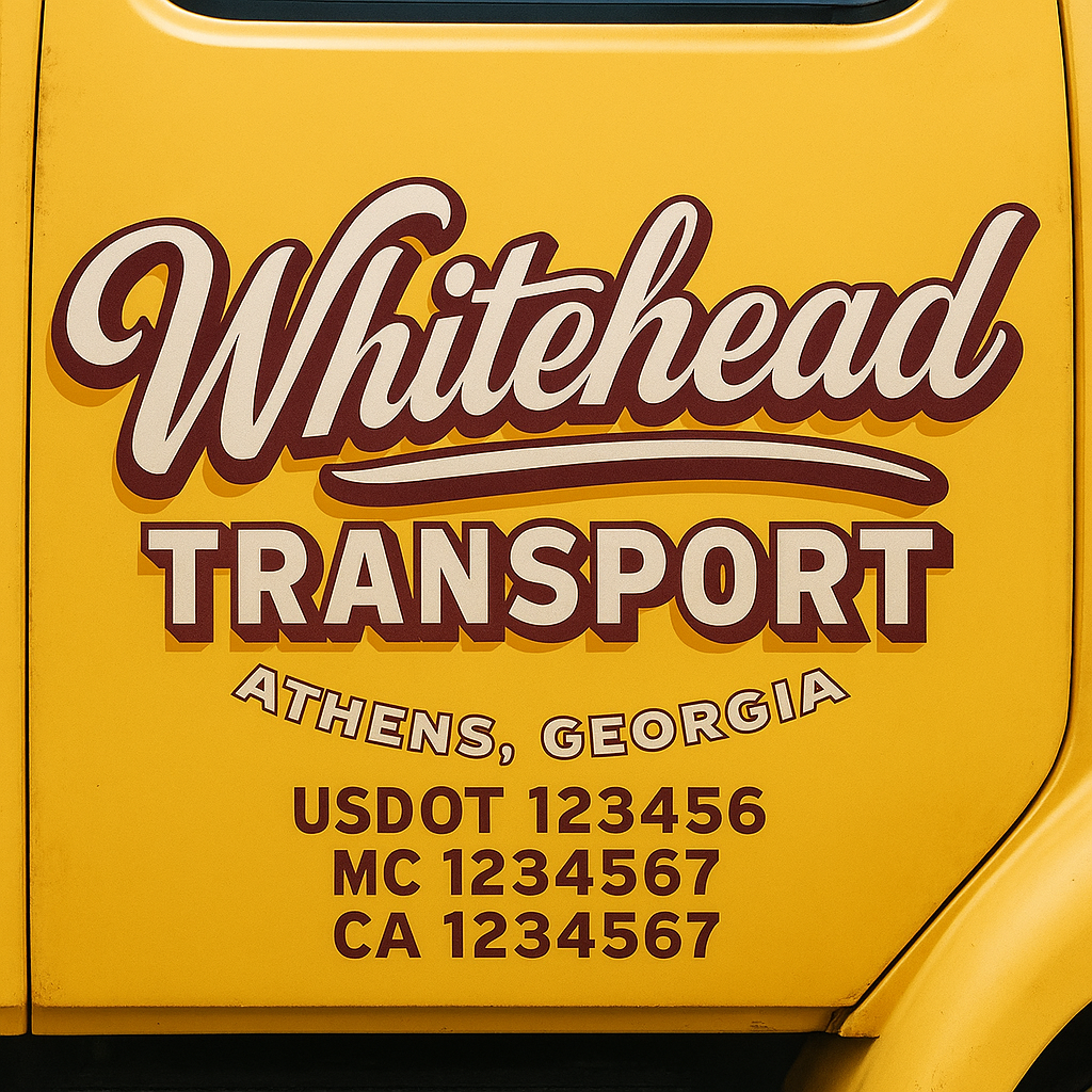 Trucking Door Decal With Name, City, USDOT, MC, CA, KYU, or Regulation Number Decal Stickers | Semi Truck US DOT Lettering Signs