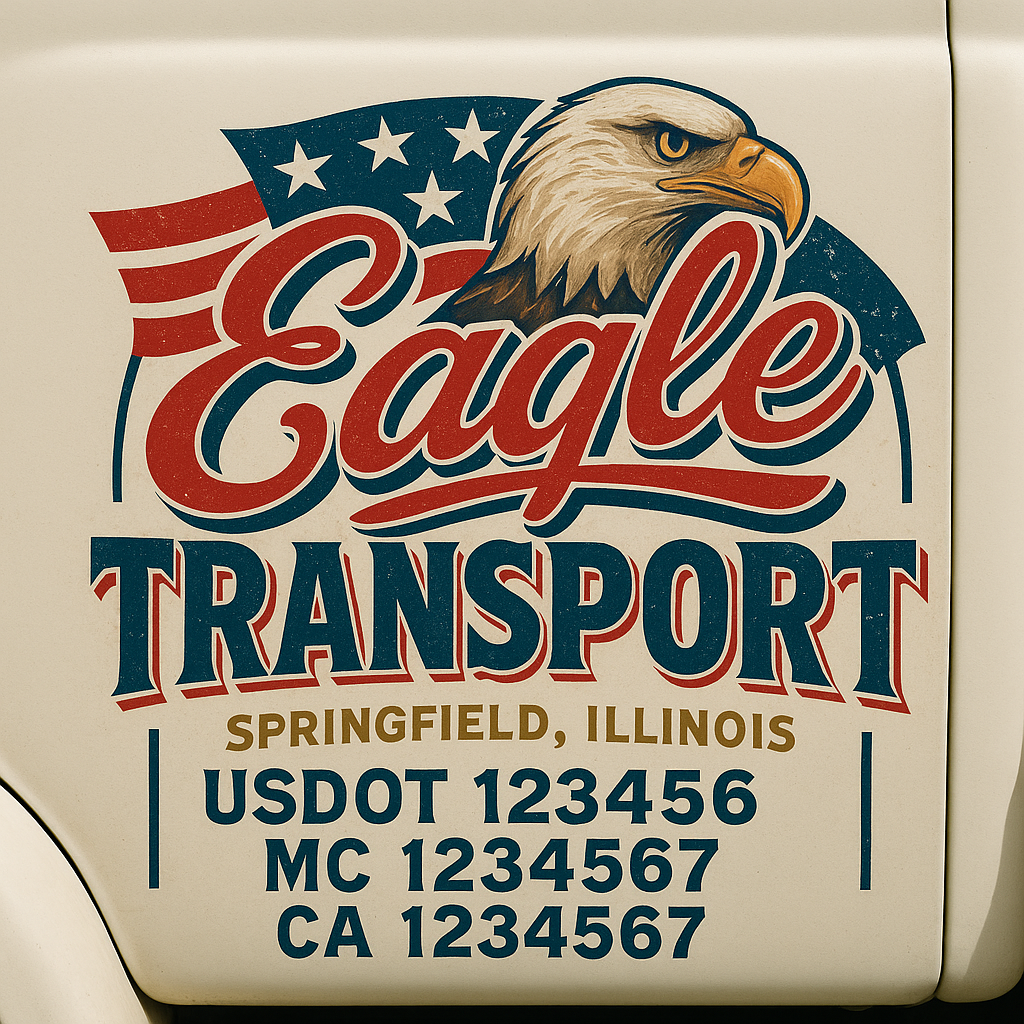 Trucking Door Decal With Name, City, USDOT, MC, CA, KYU, or Regulation Number Decal Stickers | Semi Truck US DOT Lettering Signs