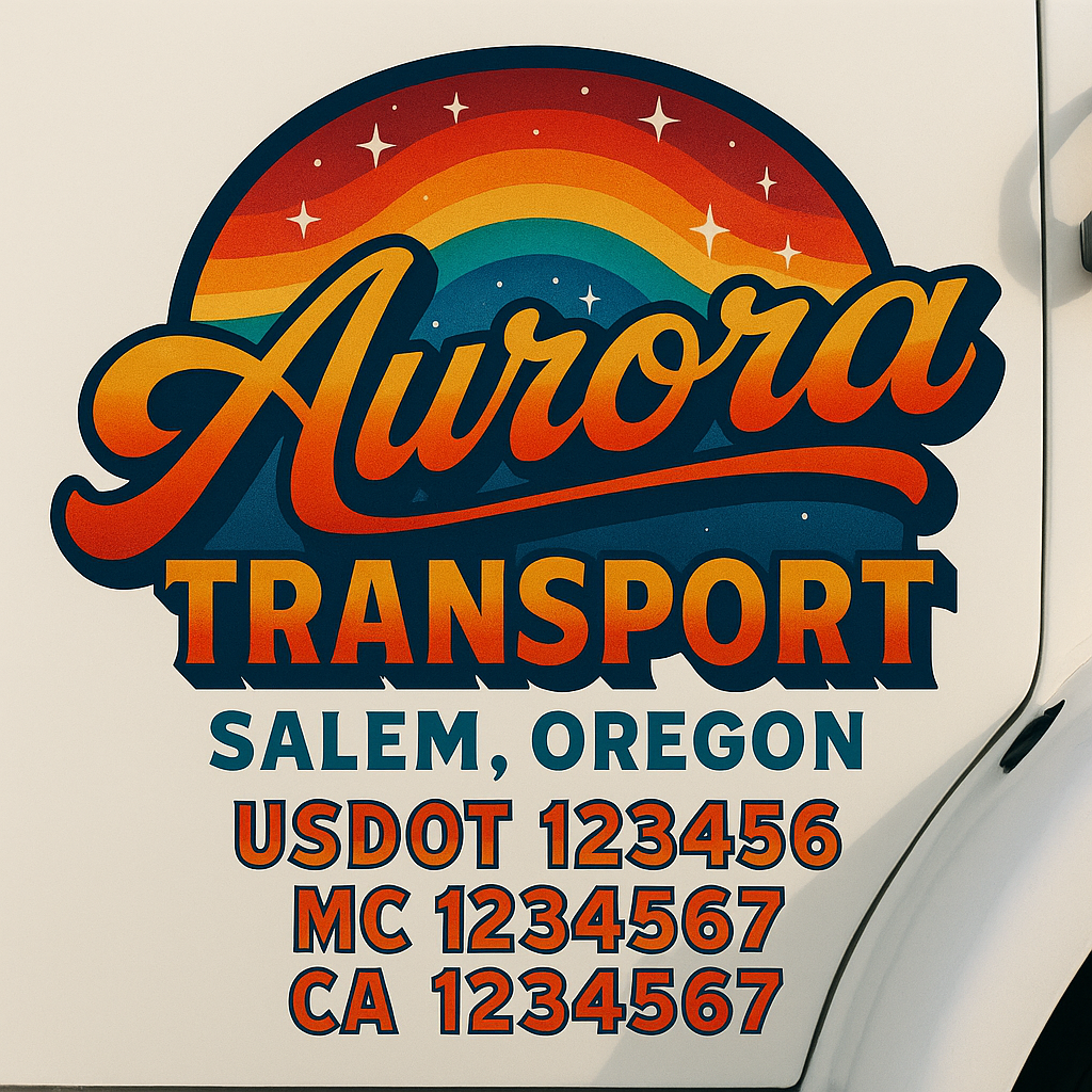 Trucking Door Decal With Name, City, USDOT, MC, CA, KYU, or Regulation Number Decal Stickers | Semi Truck US DOT Lettering Signs