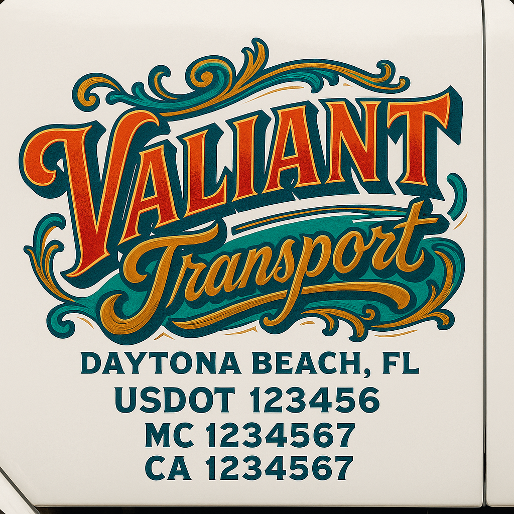 Trucking Door Decal With Name, City, USDOT, MC, CA, KYU, or Regulation Number Decal Stickers | Semi Truck US DOT Lettering Signs