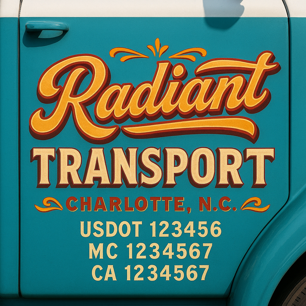 Trucking Door Decal With Name, City, USDOT, MC, CA, KYU, or Regulation Number Decal Stickers | Semi Truck US DOT Lettering Signs