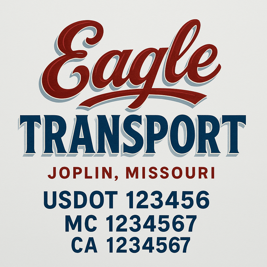 Trucking Door Decal With Name, City, USDOT, MC, CA, KYU, or Regulation Number Decal Stickers | Semi Truck US DOT Lettering Signs