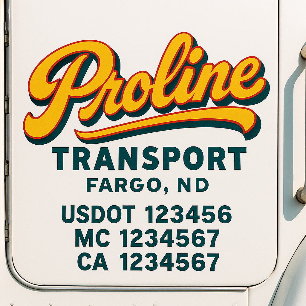 Trucking Door Decal With Name, City, USDOT, MC, CA, KYU, or Regulation Number Decal Stickers | Semi Truck US DOT Lettering Signs