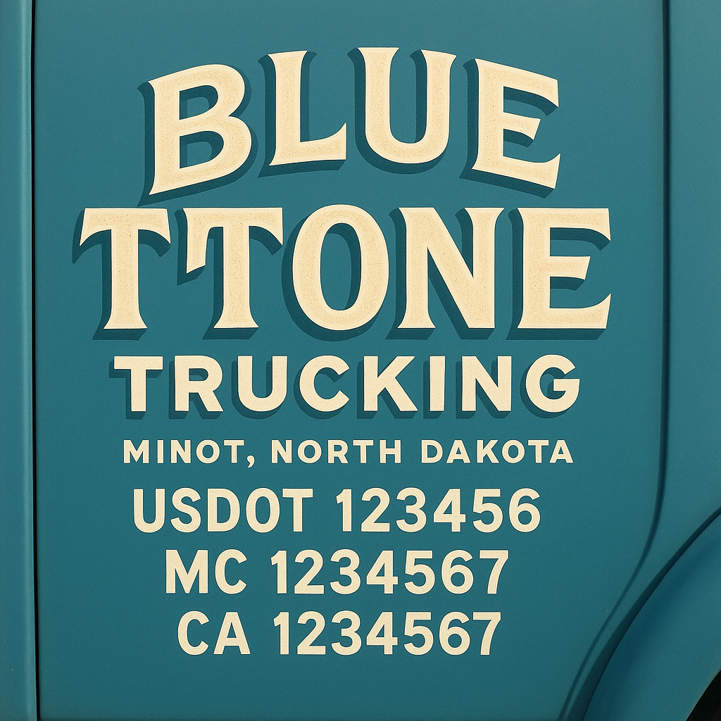 Trucking Door Decal With Name, City, USDOT, MC, CA, KYU, or Regulation Number Decal Stickers | Semi Truck US DOT Lettering Signs