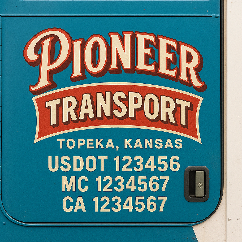 Trucking Door Decal With Name, City, USDOT, MC, CA, KYU, or Regulation Number Decal Stickers | Semi Truck US DOT Lettering Signs