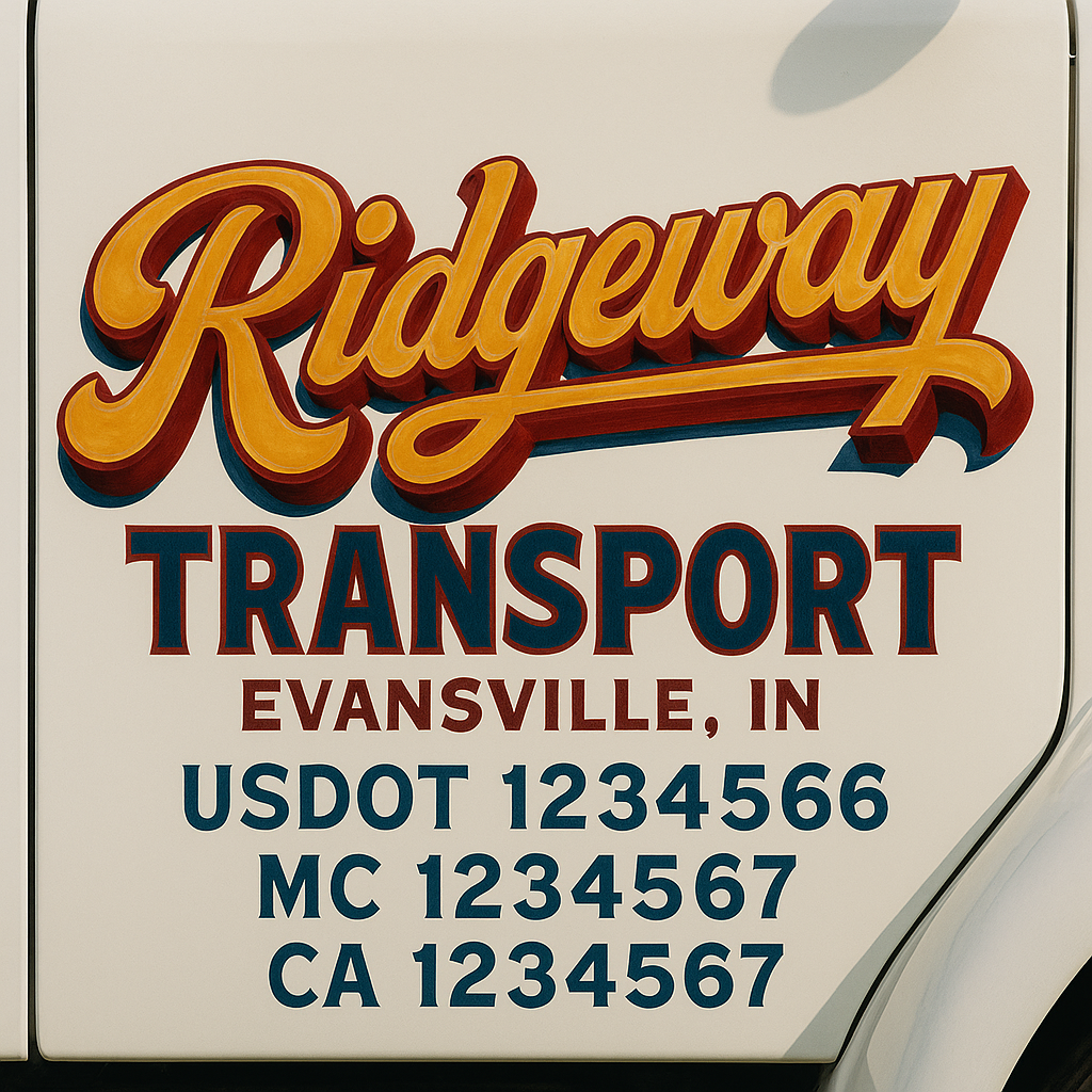 Trucking Door Decal With Name, City, USDOT, MC, CA, KYU, or Regulation Number Decal Stickers | Semi Truck US DOT Lettering Signs