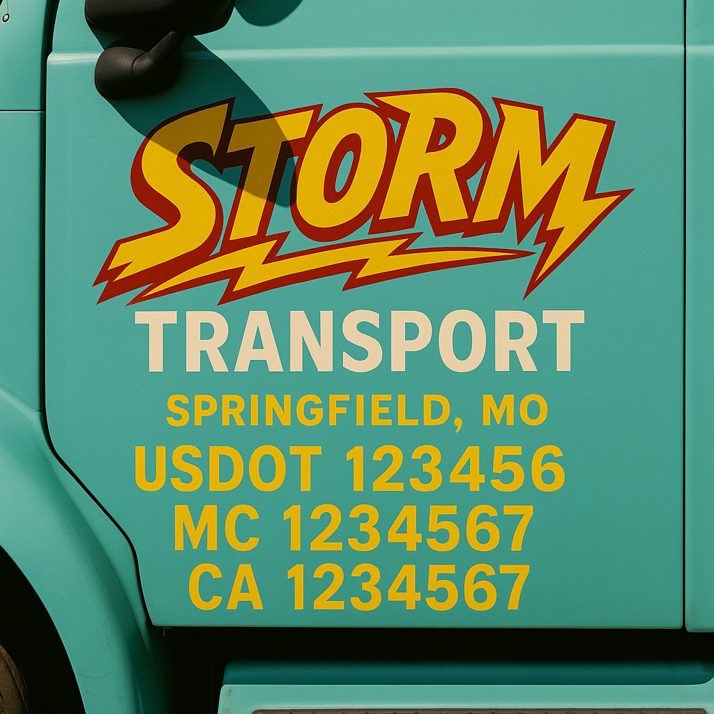 Trucking Door Decal With Name, City, USDOT, MC, CA, KYU, or Regulation Number Decal Stickers | Semi Truck US DOT Lettering Signs