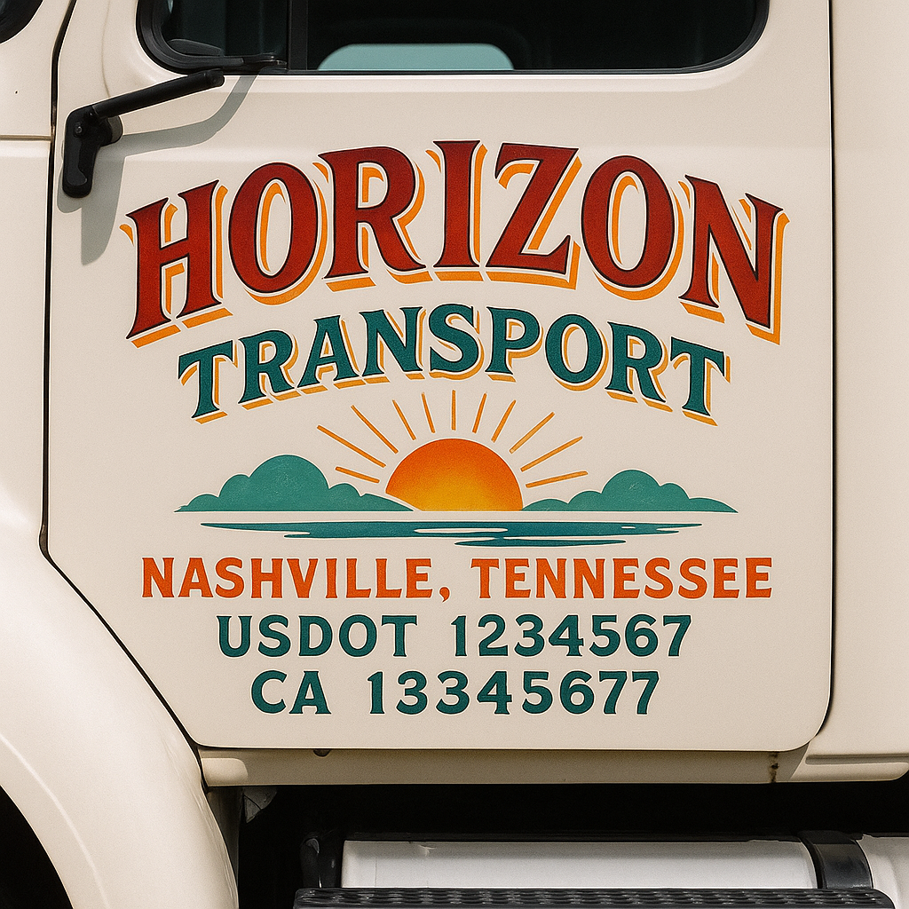 Trucking Door Decal With Name, City, USDOT, MC, CA, KYU, or Regulation Number Decal Stickers | Semi Truck US DOT Lettering Signs