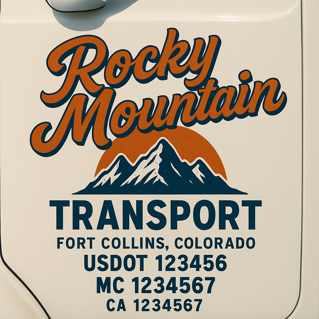 Trucking Door Decal With Name, City, USDOT, MC, CA, KYU, or Regulation Number Decal Stickers | Semi Truck US DOT Lettering Signs