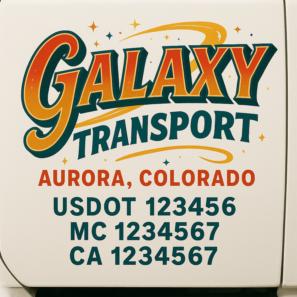 Trucking Door Decal With Name, City, USDOT, MC, CA, KYU, or Regulation Number Decal Stickers | Semi Truck US DOT Lettering Signs