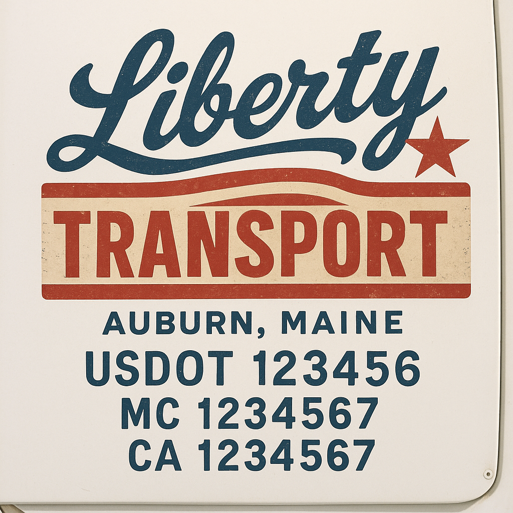 Trucking Door Decal With Name, City, USDOT, MC, CA, KYU, or Regulation Number Decal Stickers | Semi Truck US DOT Lettering Signs