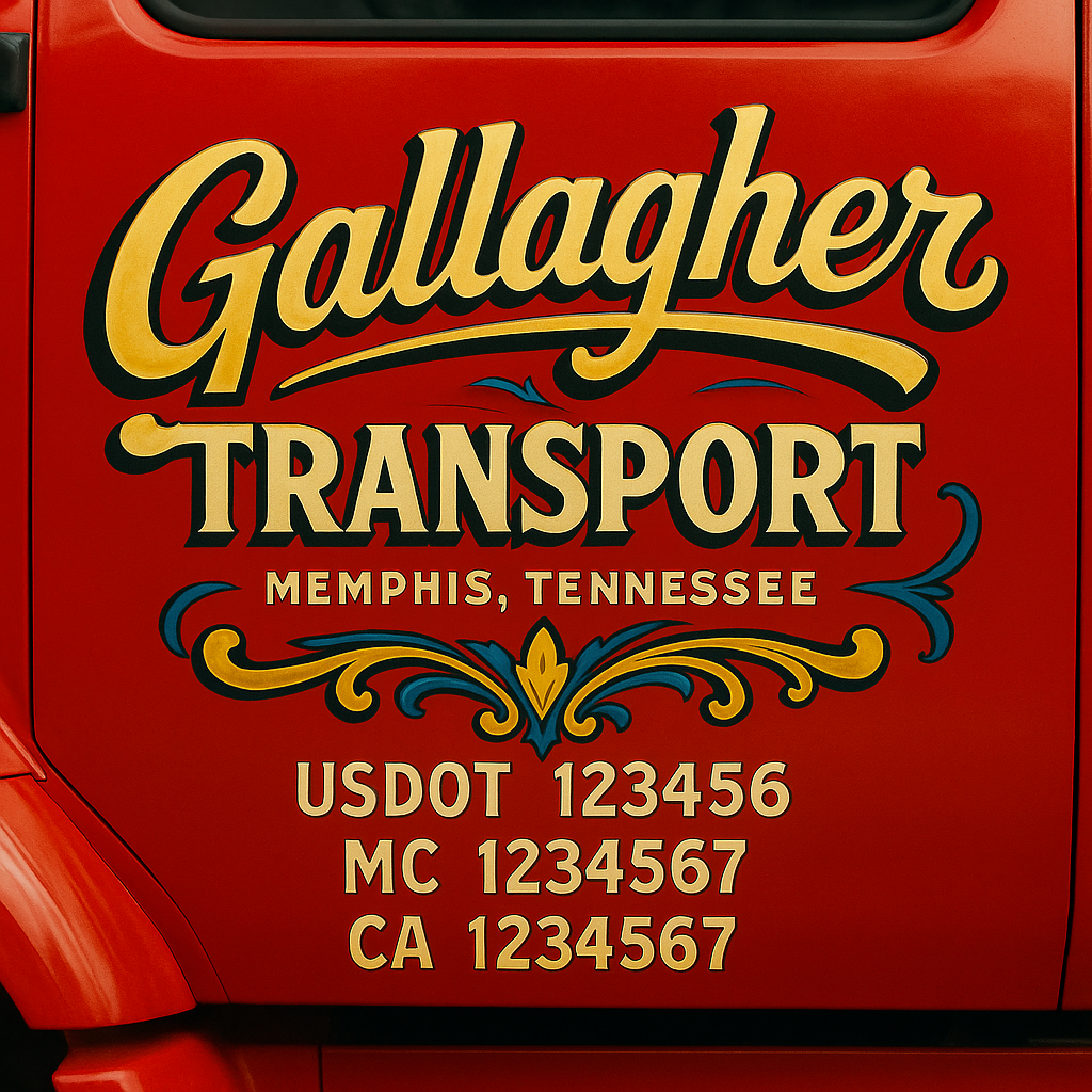 Trucking Door Decal With Name, City, USDOT, MC, CA, KYU, or Regulation Number Decal Stickers | Semi Truck US DOT Lettering Signs