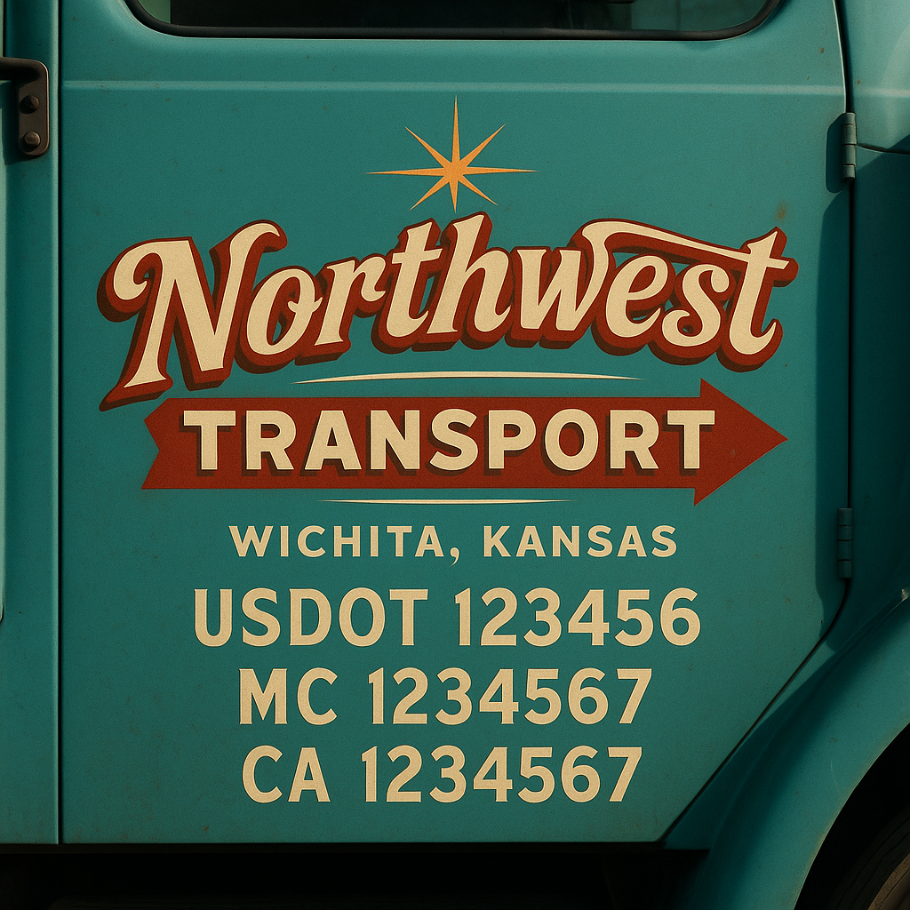 Trucking Door Decal With Name, City, USDOT, MC, CA, KYU, or Regulation Number Decal Stickers | Semi Truck US DOT Lettering Signs
