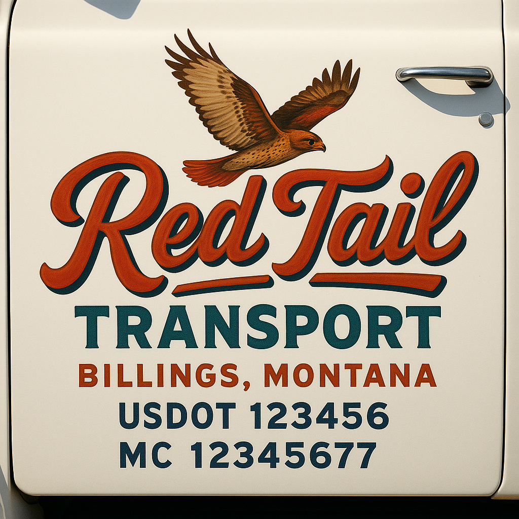 Trucking Door Decal With Name, City, USDOT, MC, CA, KYU, or Regulation Number Decal Stickers | Semi Truck US DOT Lettering Signs