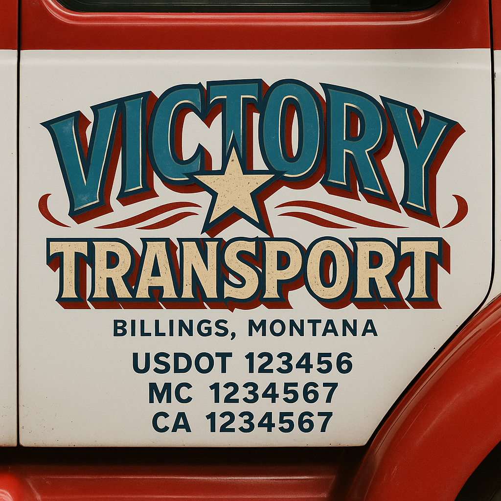 Trucking Door Decal With Name, City, USDOT, MC, CA, KYU, or Regulation Number Decal Stickers | Semi Truck US DOT Lettering Signs