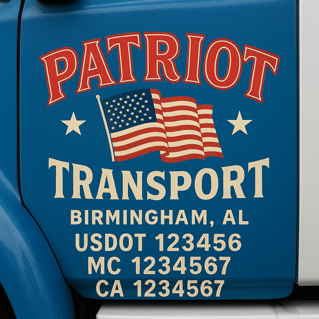 Trucking Door Decal With Name, City, USDOT, MC, CA, KYU, or Regulation Number Decal Stickers | Semi Truck US DOT Lettering Signs