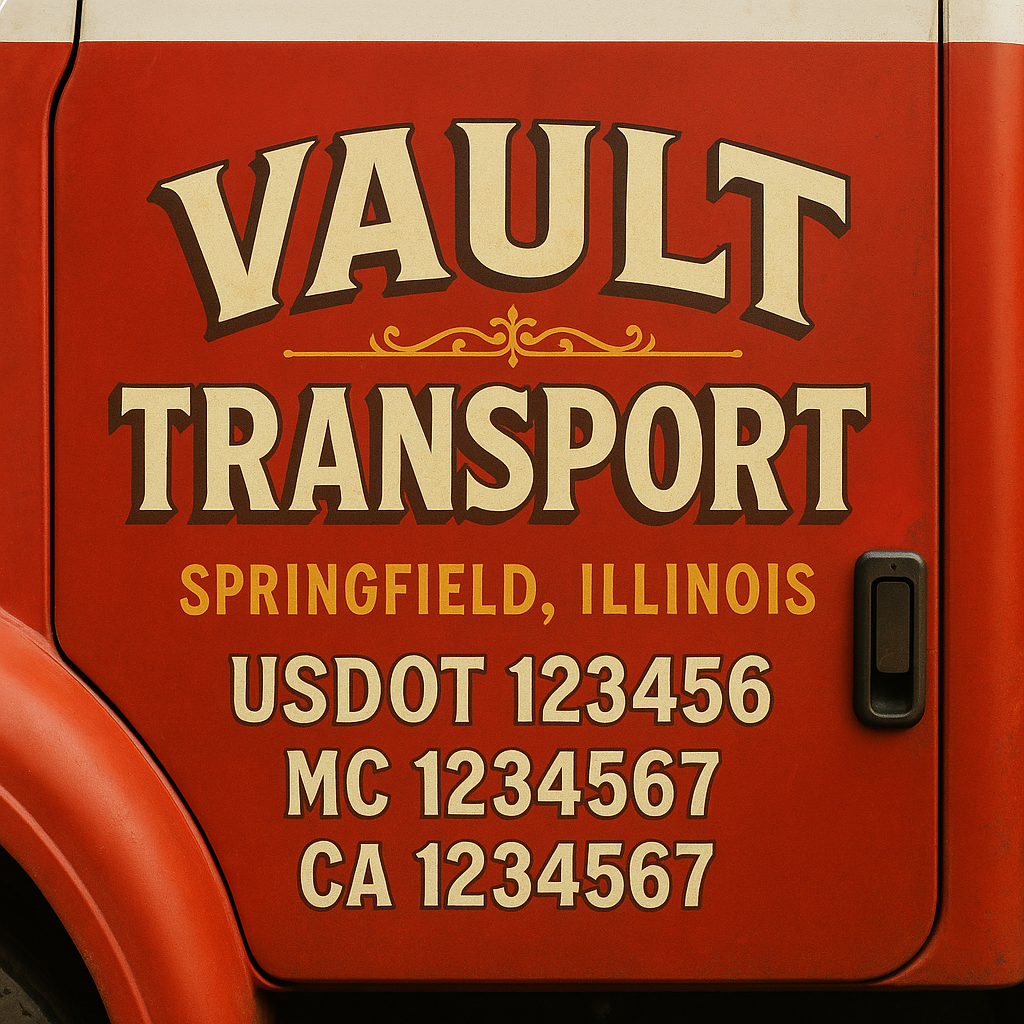 Trucking Door Decal With Name, City, USDOT, MC, CA, KYU, or Regulation Number Decal Stickers | Semi Truck US DOT Lettering Signs