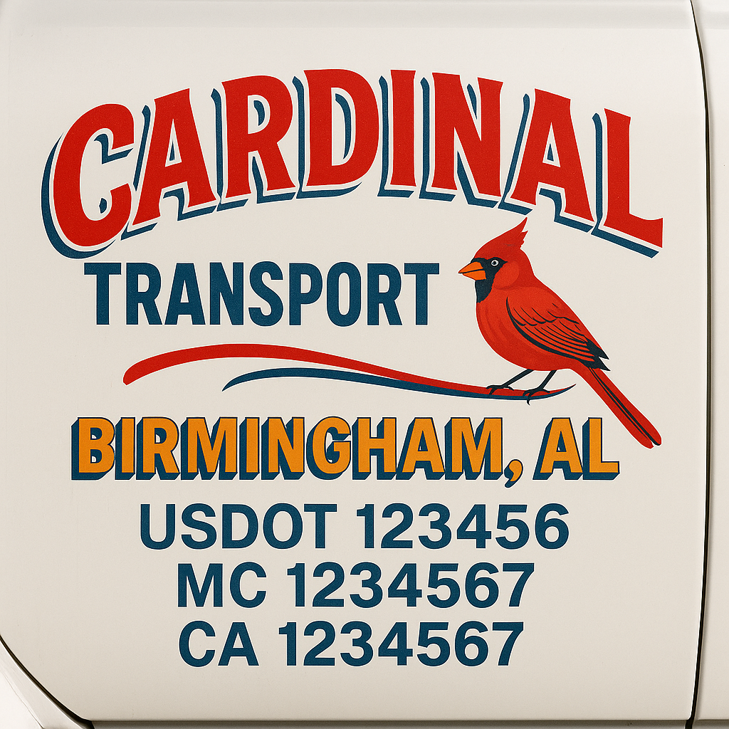 Trucking Door Decal With Name, City, USDOT, MC, CA, KYU, or Regulation Number Decal Stickers | Semi Truck US DOT Lettering Signs