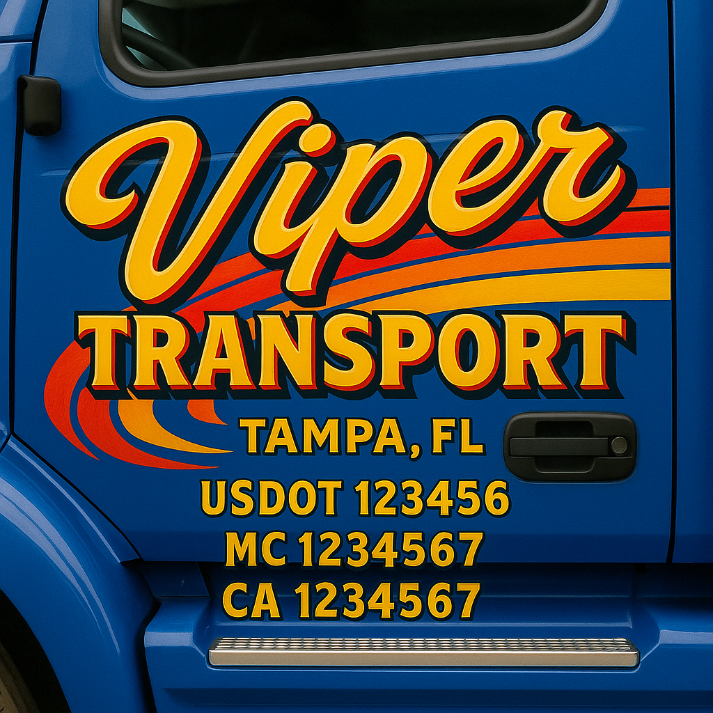 Trucking Door Decal With Name, City, USDOT, MC, CA, KYU, or Regulation Number Decal Stickers | Semi Truck US DOT Lettering Signs