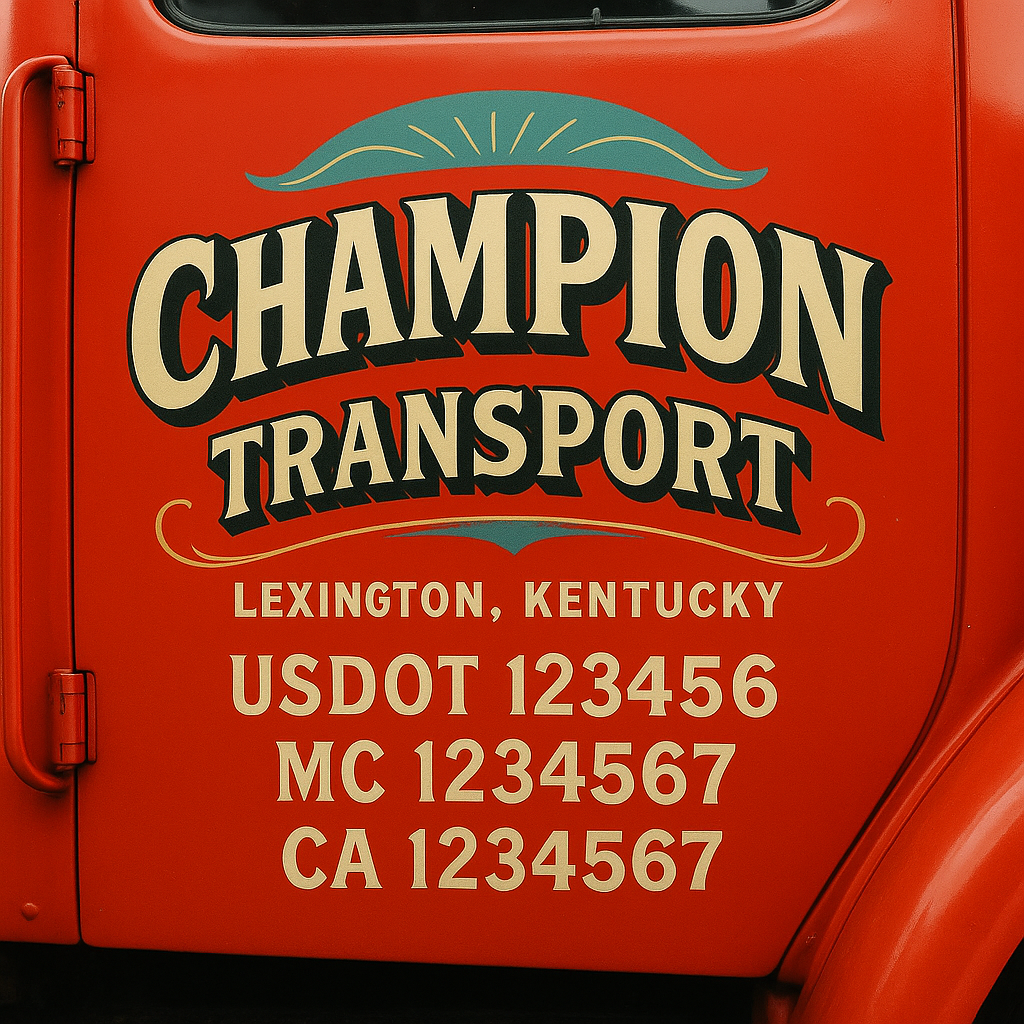 Trucking Door Decal With Name, City, USDOT, MC, CA, KYU, or Regulation Number Decal Stickers | Semi Truck US DOT Lettering Signs