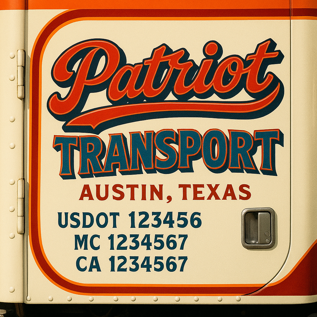 Trucking Door Decal With Name, City, USDOT, MC, CA, KYU, or Regulation Number Decal Stickers | Semi Truck US DOT Lettering Signs