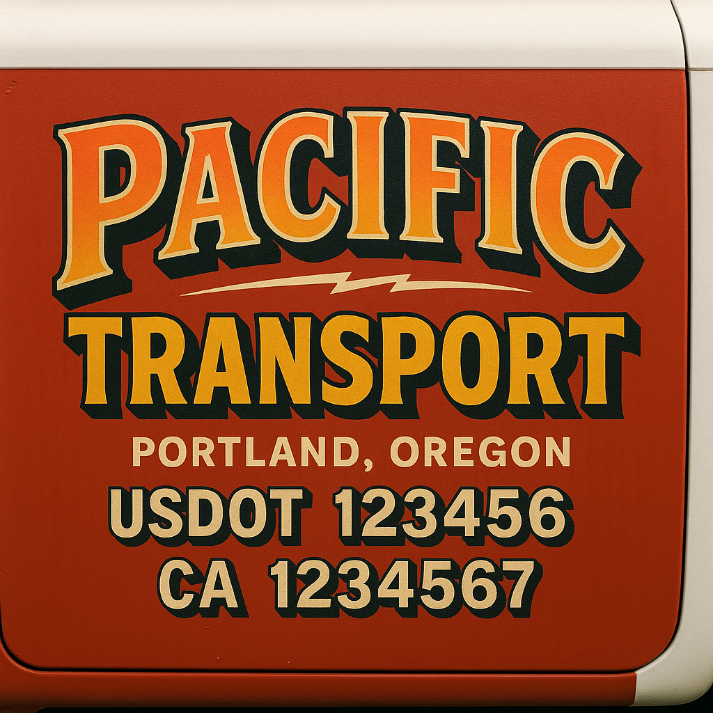 Trucking Door Decal With Name, City, USDOT, MC, CA, KYU, or Regulation Number Decal Stickers | Semi Truck US DOT Lettering Signs