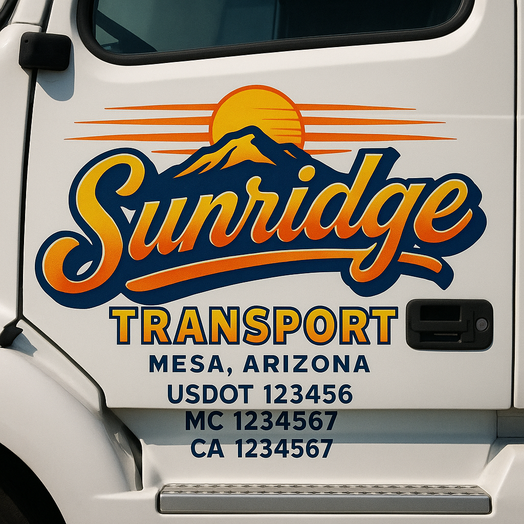 Trucking Door Decal With Name, City, USDOT, MC, CA, KYU, or Regulation Number Decal Stickers | Semi Truck US DOT Lettering Signs