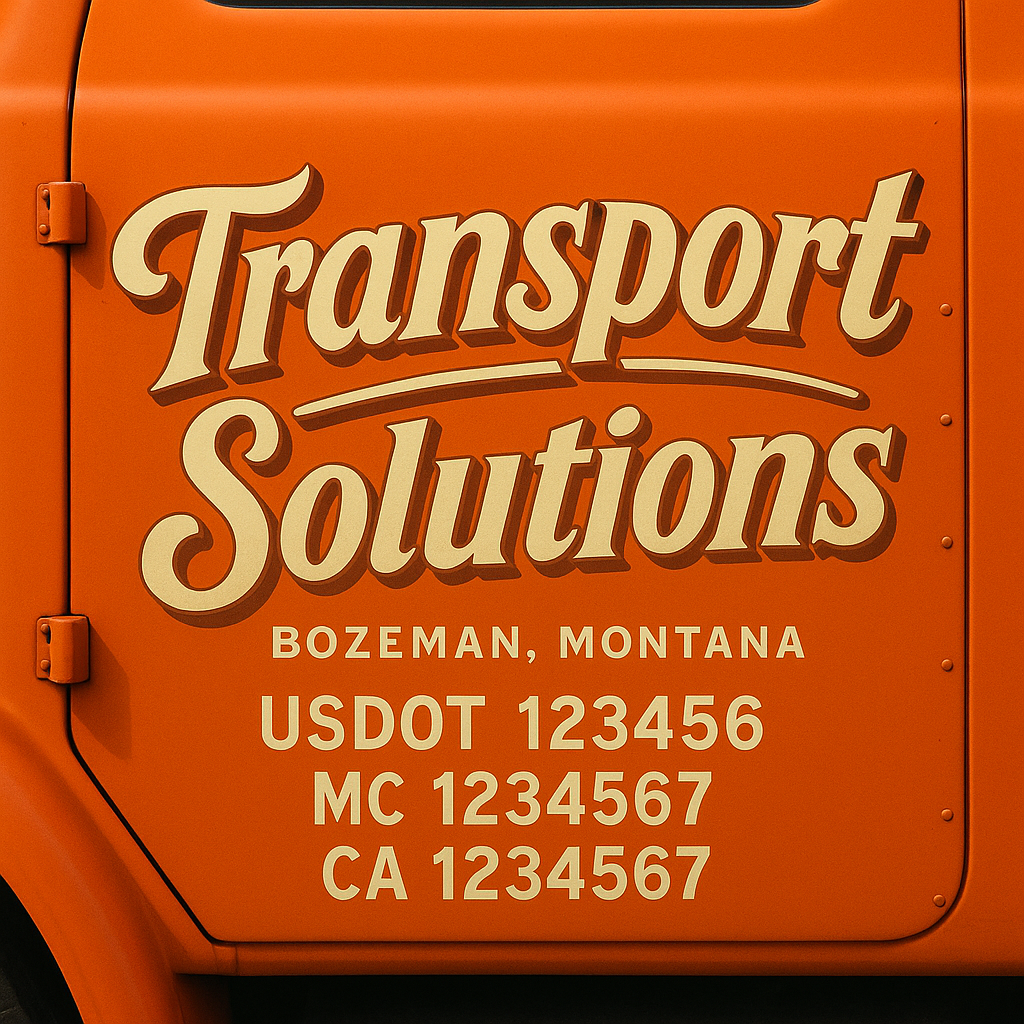 Trucking Door Decal With Name, City, USDOT, MC, CA, KYU, or Regulation Number Decal Stickers | Semi Truck US DOT Lettering Signs