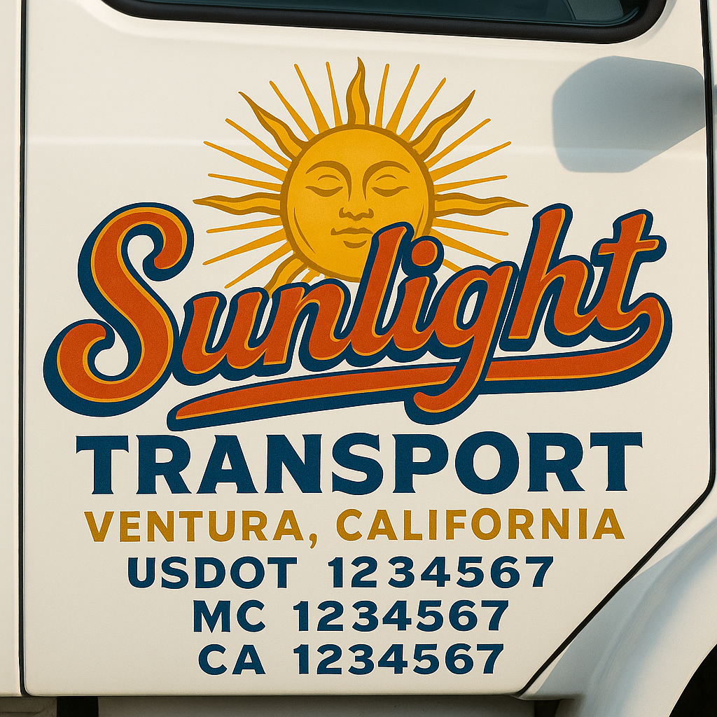Trucking Door Decal With Name, City, USDOT, MC, CA, KYU, or Regulation Number Decal Stickers | Semi Truck US DOT Lettering Signs