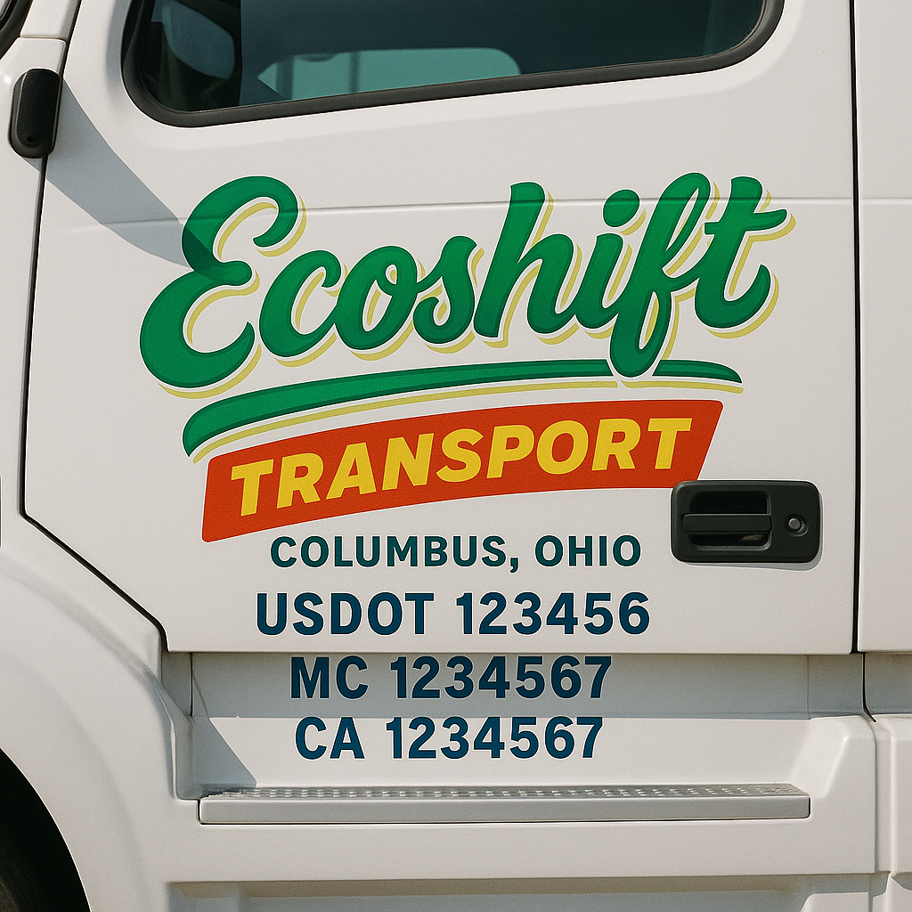 Trucking Door Decal With Name, City, USDOT, MC, CA, KYU, or Regulation Number Decal Stickers | Semi Truck US DOT Lettering Signs