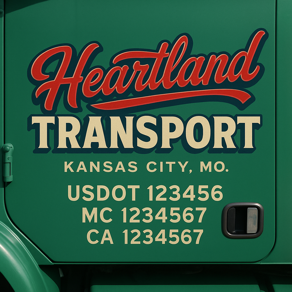 Trucking Door Decal With Name, City, USDOT, MC, CA, KYU, or Regulation Number Decal Stickers | Semi Truck US DOT Lettering Signs