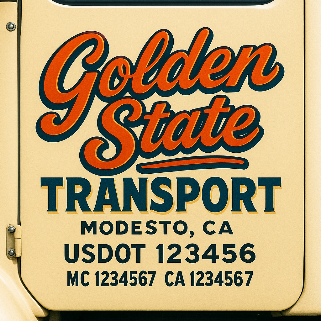 Trucking Door Decal With Name, City, USDOT, MC, CA, KYU, or Regulation Number Decal Stickers | Semi Truck US DOT Lettering Signs