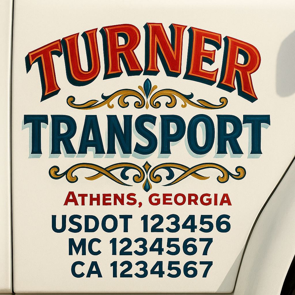 Trucking Door Decal With Name, City, USDOT, MC, CA, KYU, or Regulation Number Decal Stickers | Semi Truck US DOT Lettering Signs
