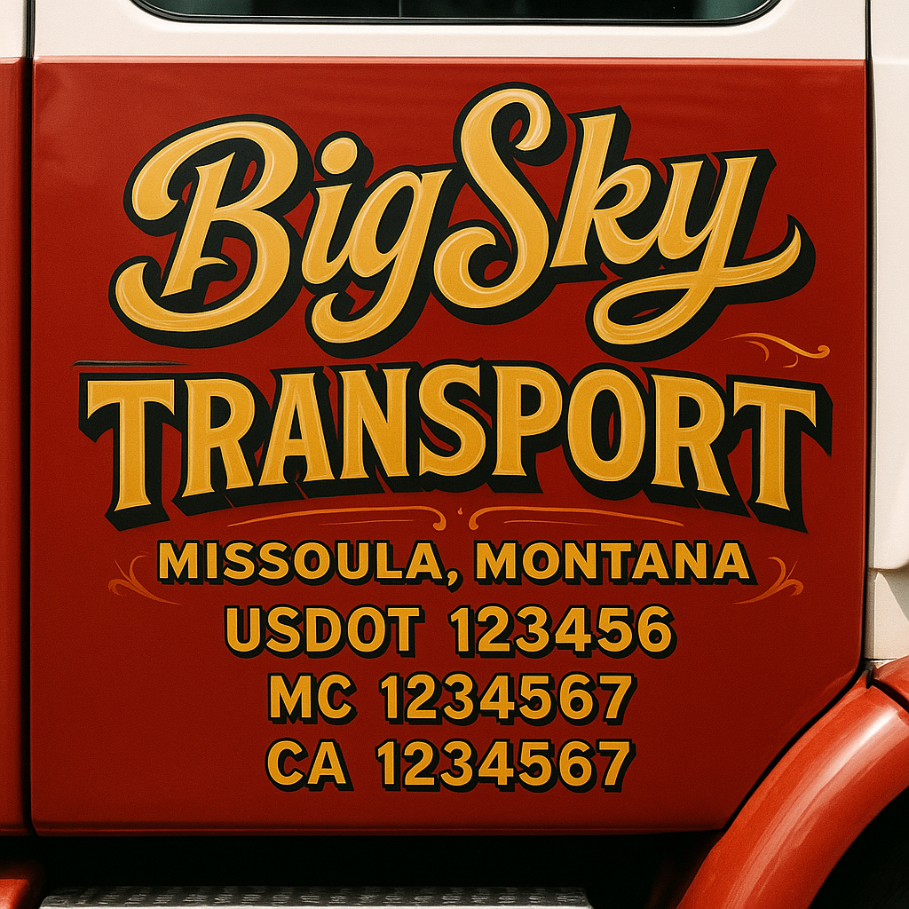Trucking Door Decal With Name, City, USDOT, MC, CA, KYU, or Regulation Number Decal Stickers | Semi Truck US DOT Lettering Signs