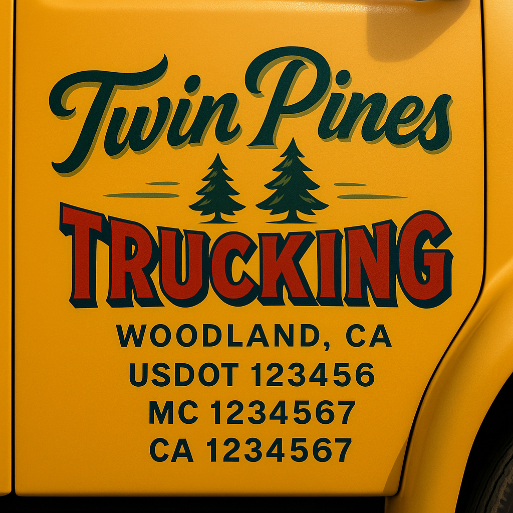 Trucking Door Decal With Name, City, USDOT, MC, CA, KYU, or Regulation Number Decal Stickers | Semi Truck US DOT Lettering Signs