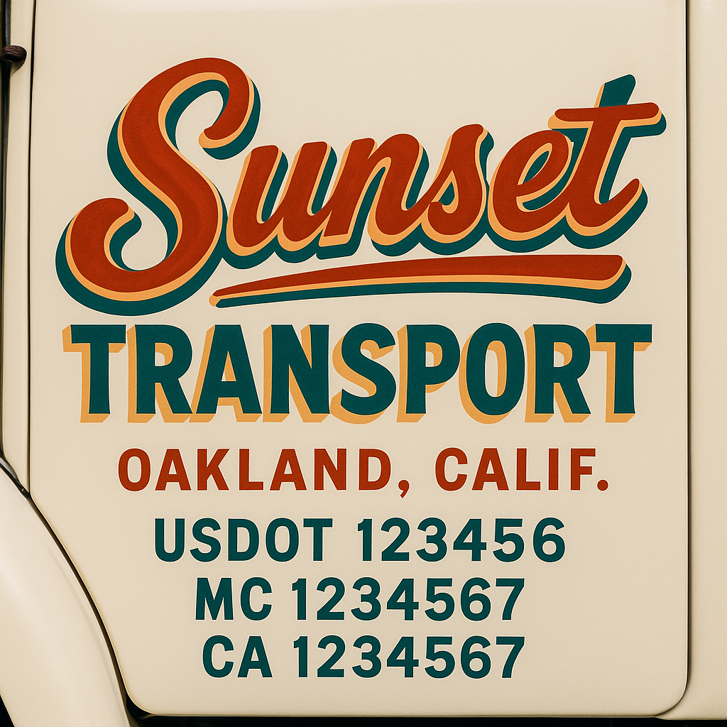 Trucking Door Decal With Name, City, USDOT, MC, CA, KYU, or Regulation Number Decal Stickers | Semi Truck US DOT Lettering Signs