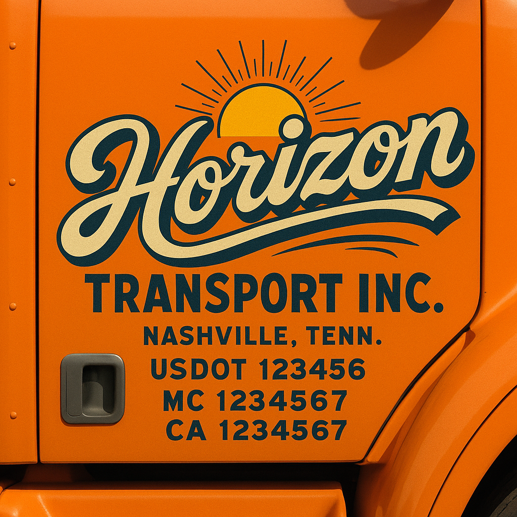 Trucking Door Decal With Name, City, USDOT, MC, CA, KYU, or Regulation Number Decal Stickers | Semi Truck US DOT Lettering Signs