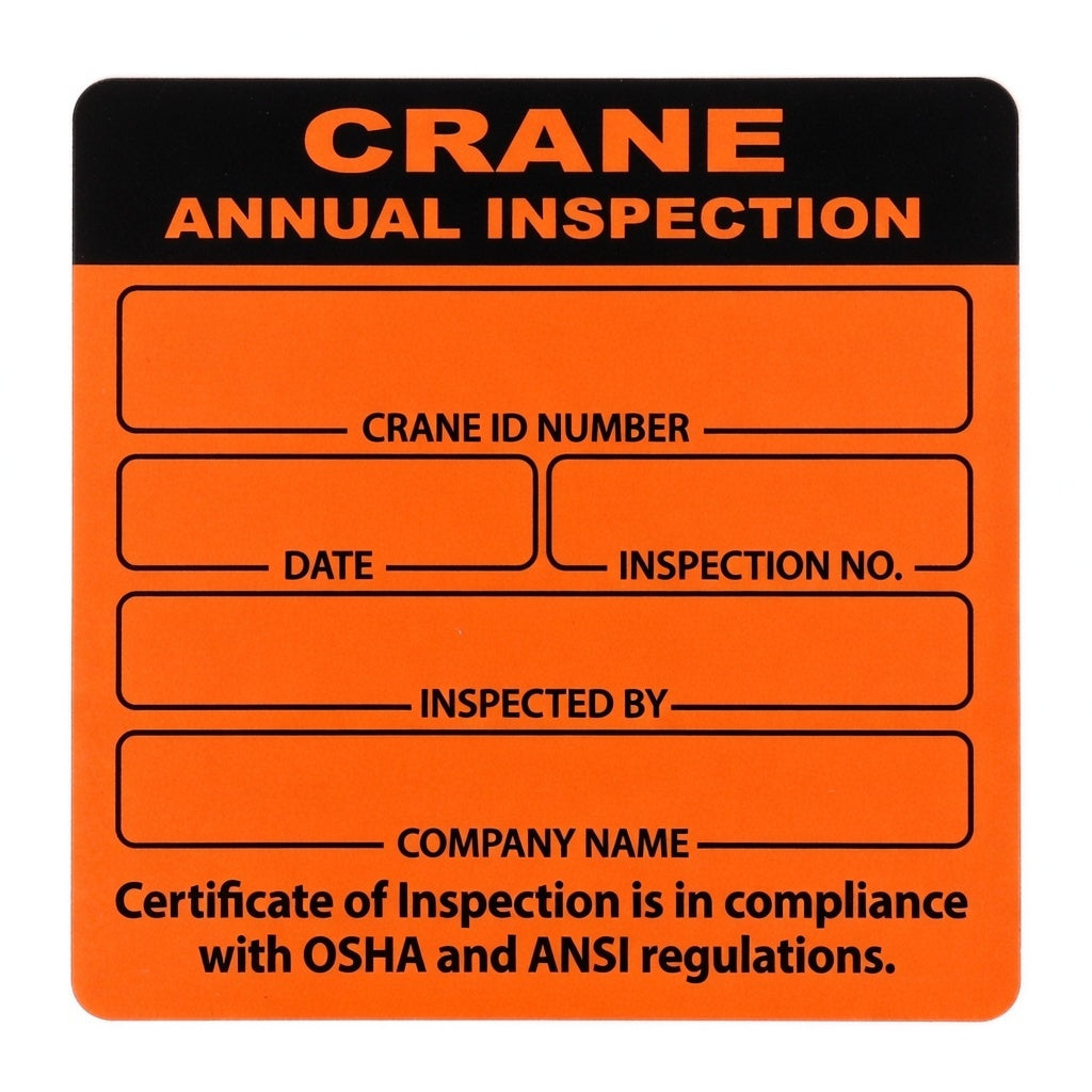 Crane Annual Inspection Label Decal Sticker Sign