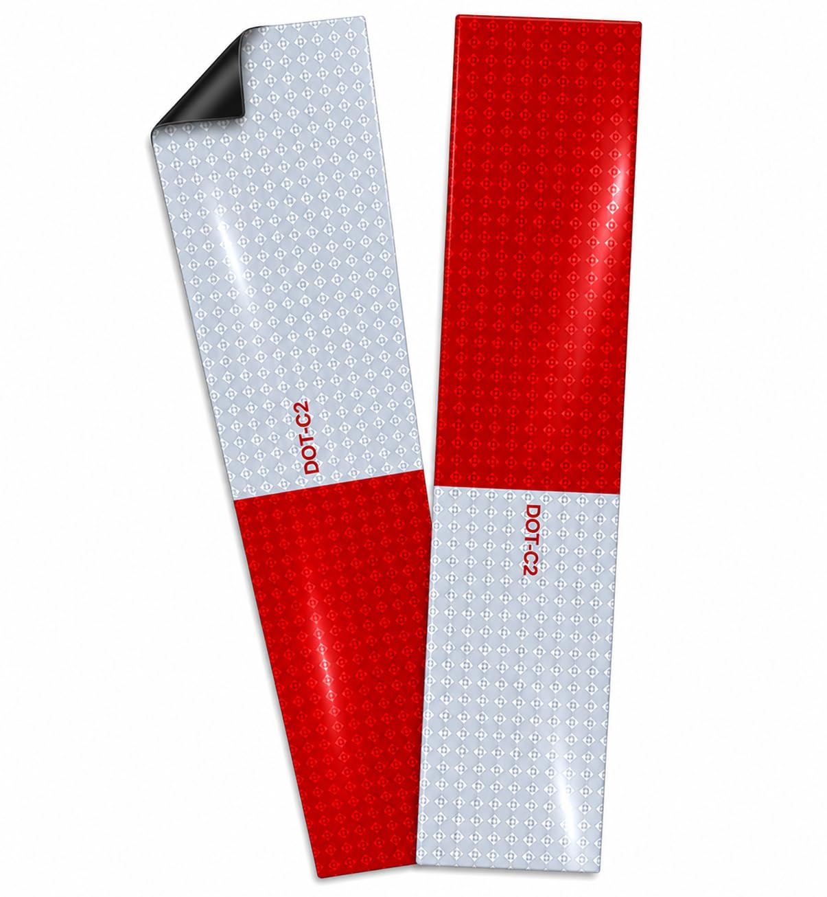 Magnetic Red & White Reflective Strips For Safety & Compliance | 2" x 12"