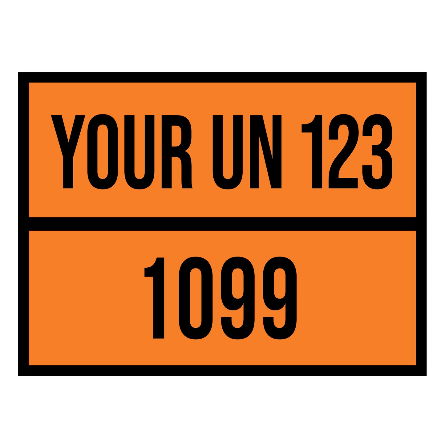UN Number Decal Sticker Sign For Compliance of Transport of Dangerous Goods (2 Lines)