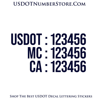 3 Lines of USDOT Number Sticker Decal Lettering | Set of 2
