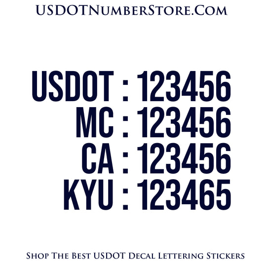 4 Lines of  USDOT Number Sticker Decal Lettering | Set of 2