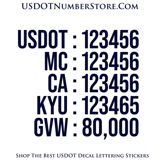 5 Lines of USDOT Number Sticker Decal Lettering | Set of 2