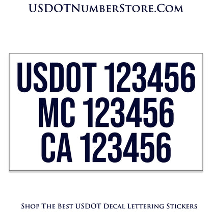 Magnetic Three Line USDOT, MC & CA Number Decal Sign | Set of 2